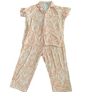 Liz Claiborne Pajama Set – XL NWOT, Soft Rayon/Spandex, Peach/White